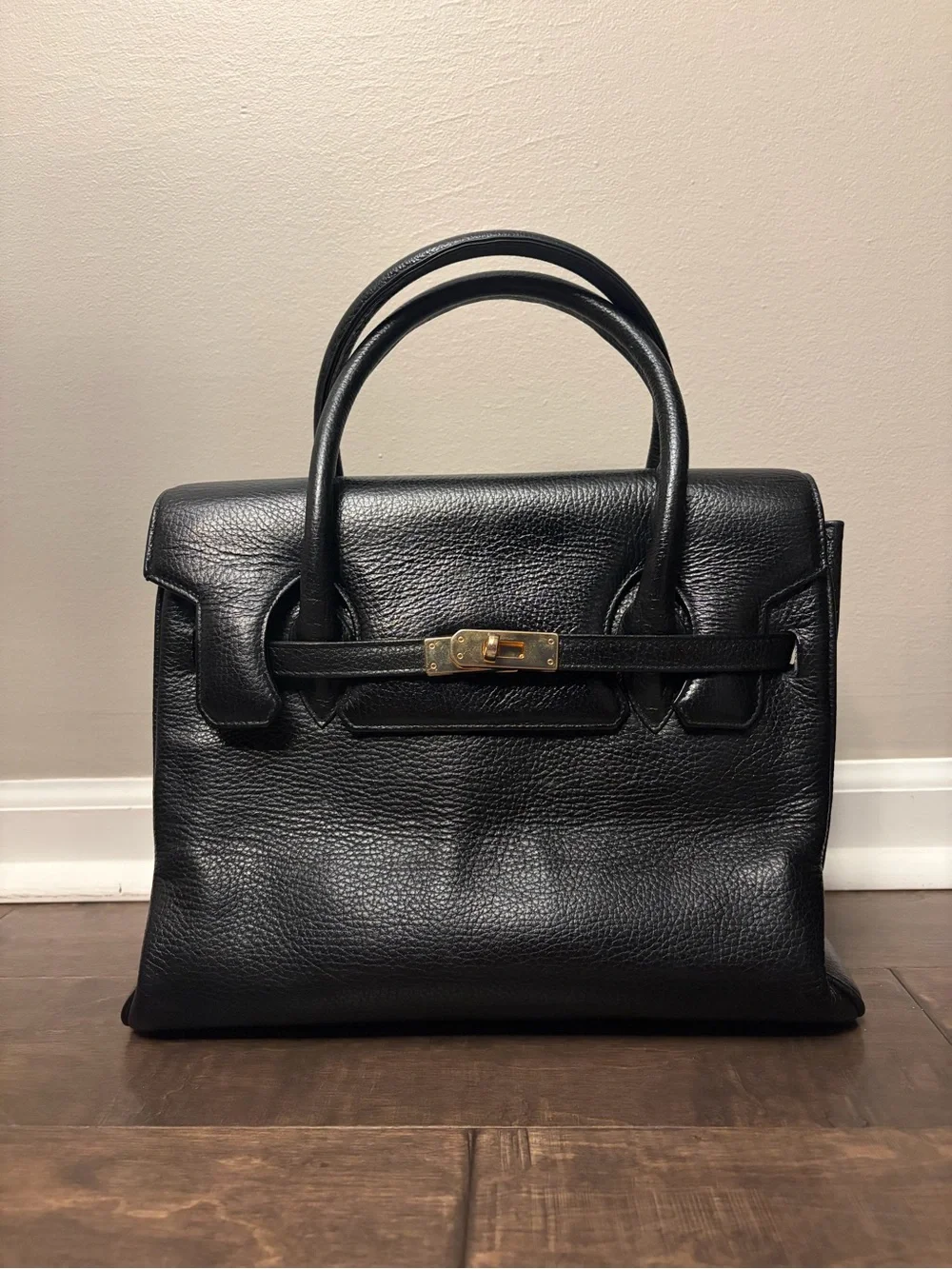 Vintage Italian leather structured carryall in a designer inspired silhouette - Picture 1 of 7